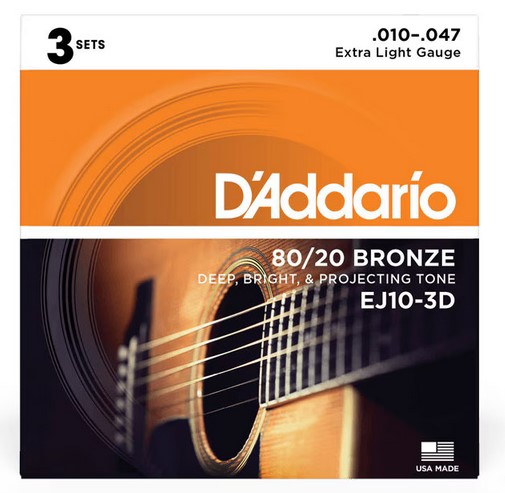 D'Addario / 80/20 Bronze EJ10-3D Extra Light 10-47 3SET PACK【渋谷店】