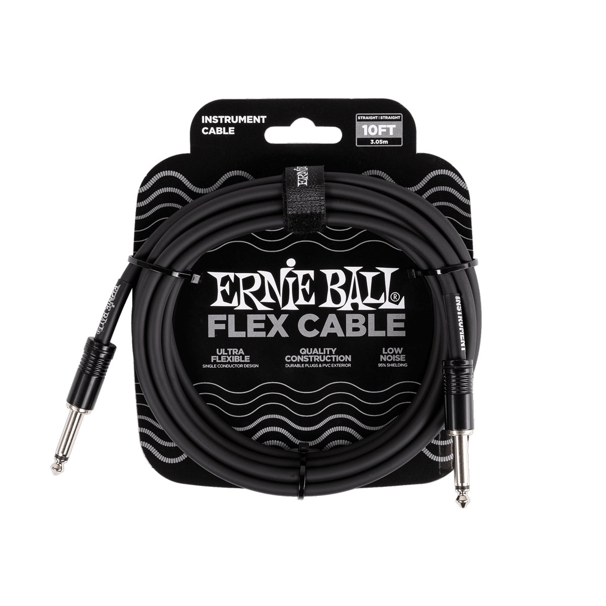 ERNiE BALL / #6434 Flex Instrument Cable Straight/Straight 10ft - Black ギターシールドケーブル