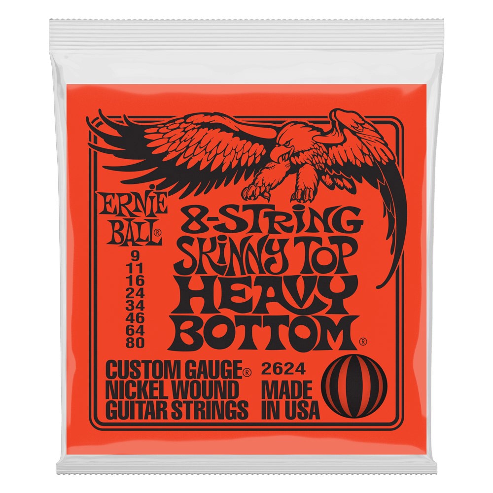 ERNiE BALL / #2624 8ST Skinny Top Heavy Bottom Slinky Nickel Wound 8-String Electric Guitar Strings 9-80 Gauge