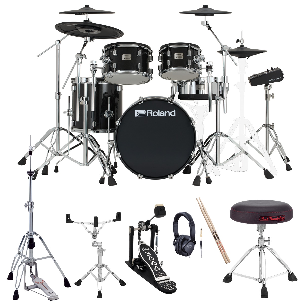 Roland / VAD516 DW3000AキックペダルとPEARL D-1500スローンを採用