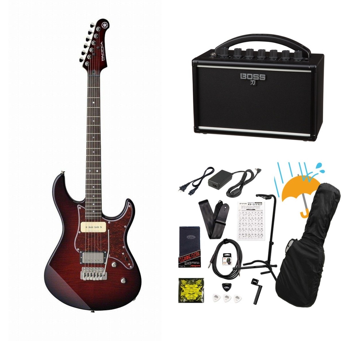 YAMAHA / Pacifica 611VFM DRB （ダークレッドバースト） BOSS KATANA