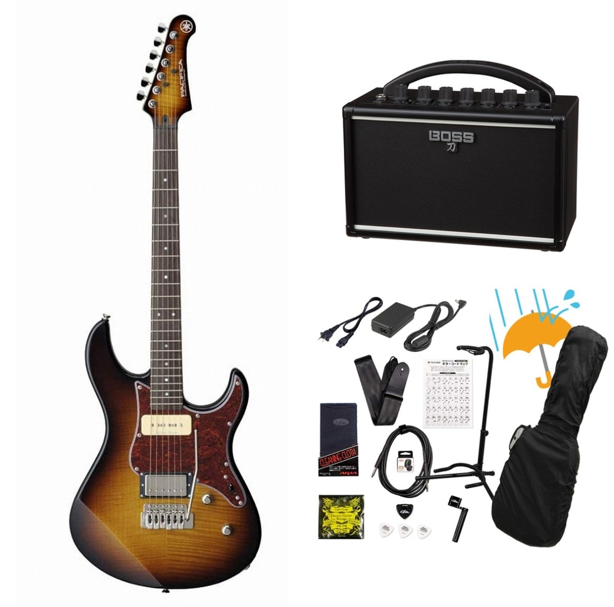 YAMAHA / Pacifica 611VFM TBS(タバコブラウンサンバースト) BOSS KATANA MINI アンプ付き13点セット！