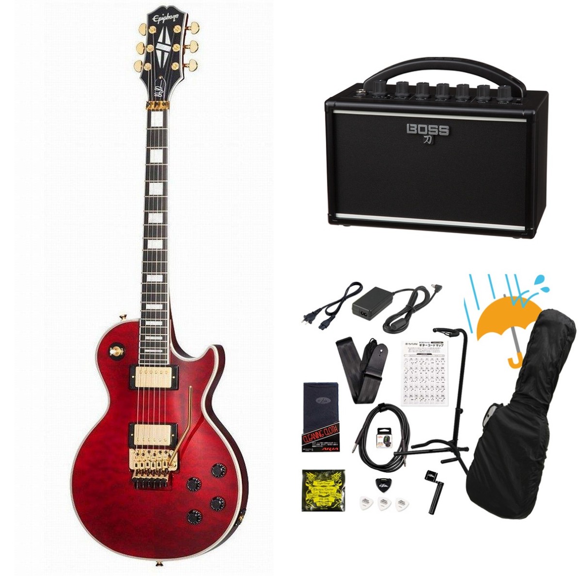 Epiphone / Alex Lifeson Les Paul Custom Axcess Quilt Ruby 