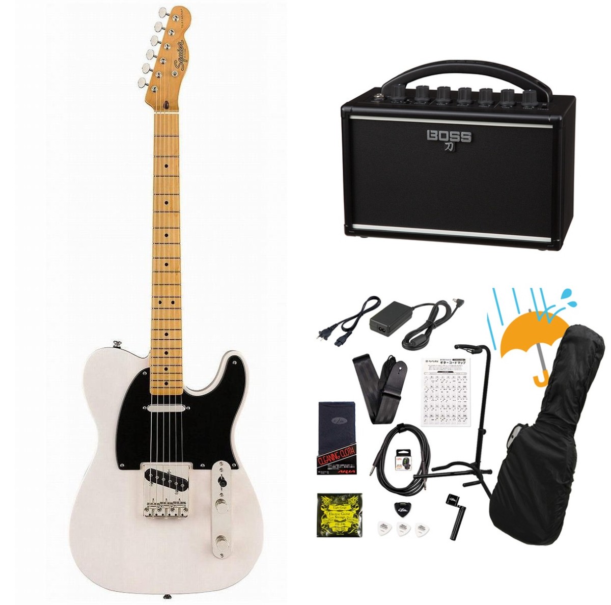 Squier by Fender / Classic Vibe 50s Telecaster Maple FB White Blonde   BOSS KATANA MINI アンプ付き13点セット！