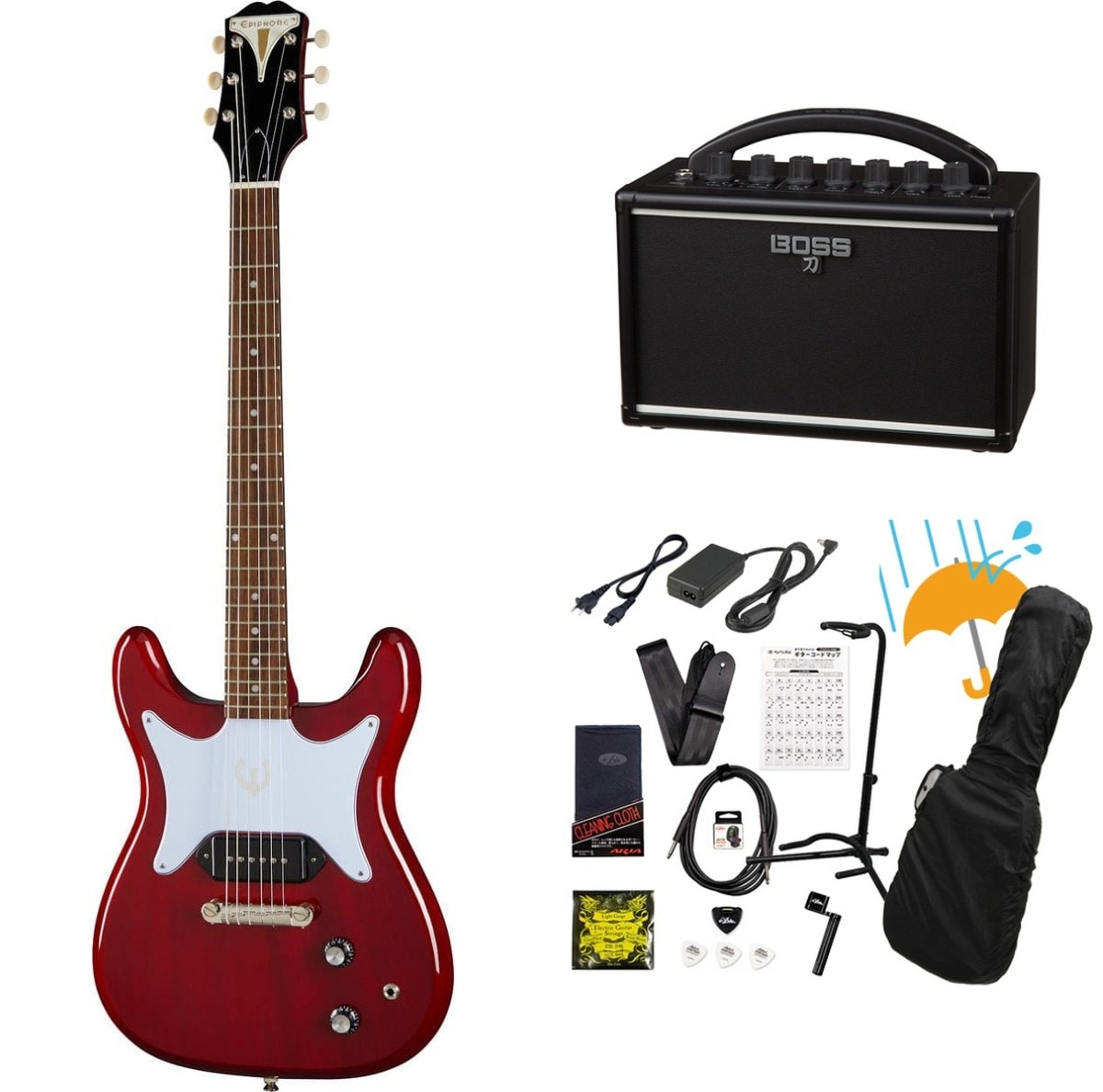 Epiphone / Coronet Cherry (CH) コロネット BOSS KATANA MINI アンプ