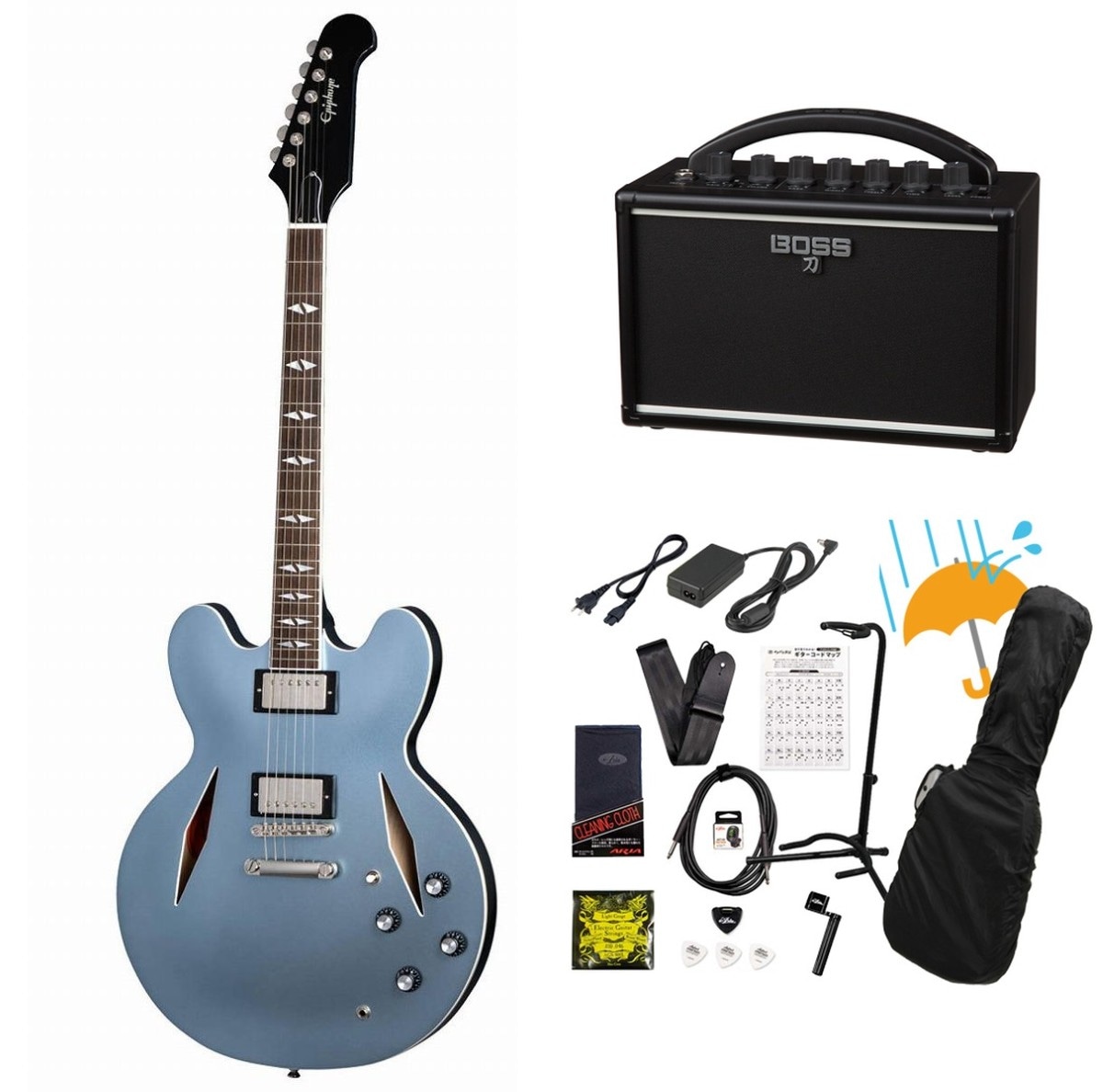 Epiphone / Inspired by Gibson Custom Dave Grohl DG-335 Pelham Blue デイヴ グロール ES-335  BOSS KATANA MINI アンプ付き13点セット！