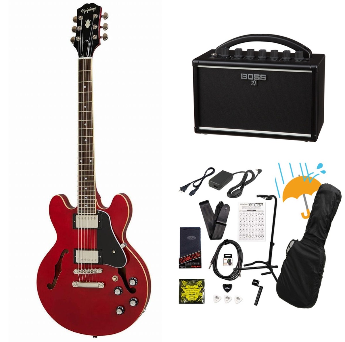 Epiphone / Inspired by Gibson ES-339 Cherry  BOSS KATANA MINI アンプ付き13点セット！