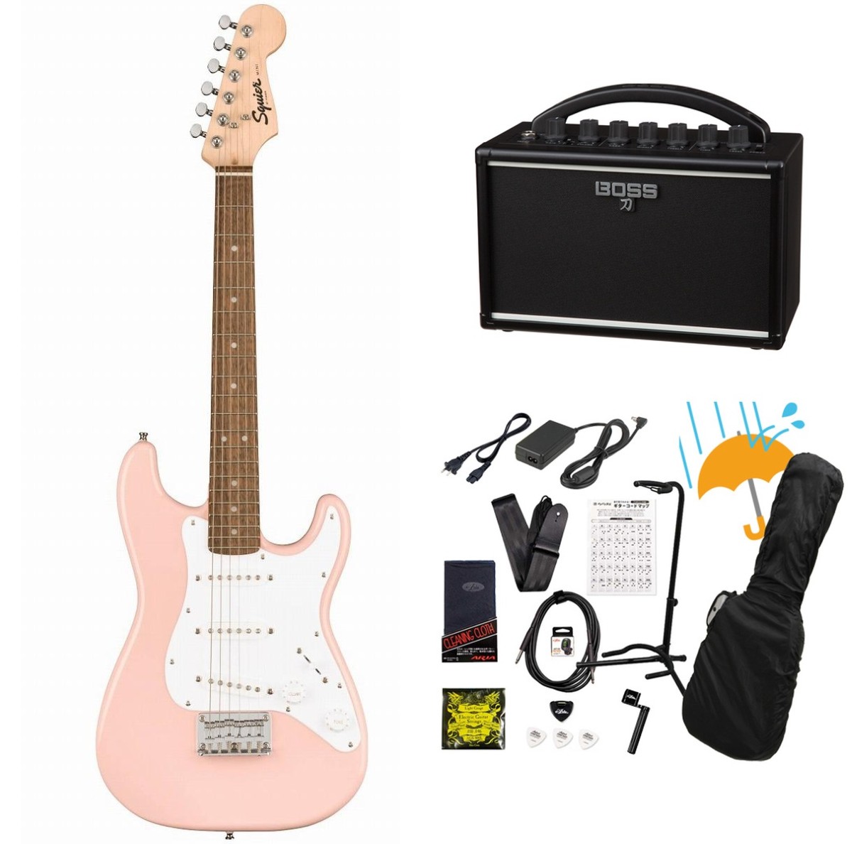 Squier by Fender / Mini Stratocaster Laurel Fingerboard Shell Pink 