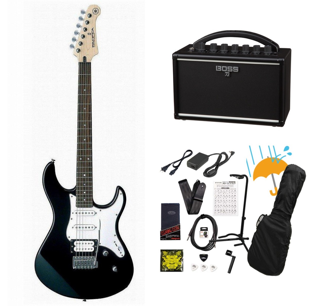 YAMAHA / PACIFICA112V BL (ブラック) PAC-112V パシフィカ  BOSS KATANA MINI アンプ付き13点セット！