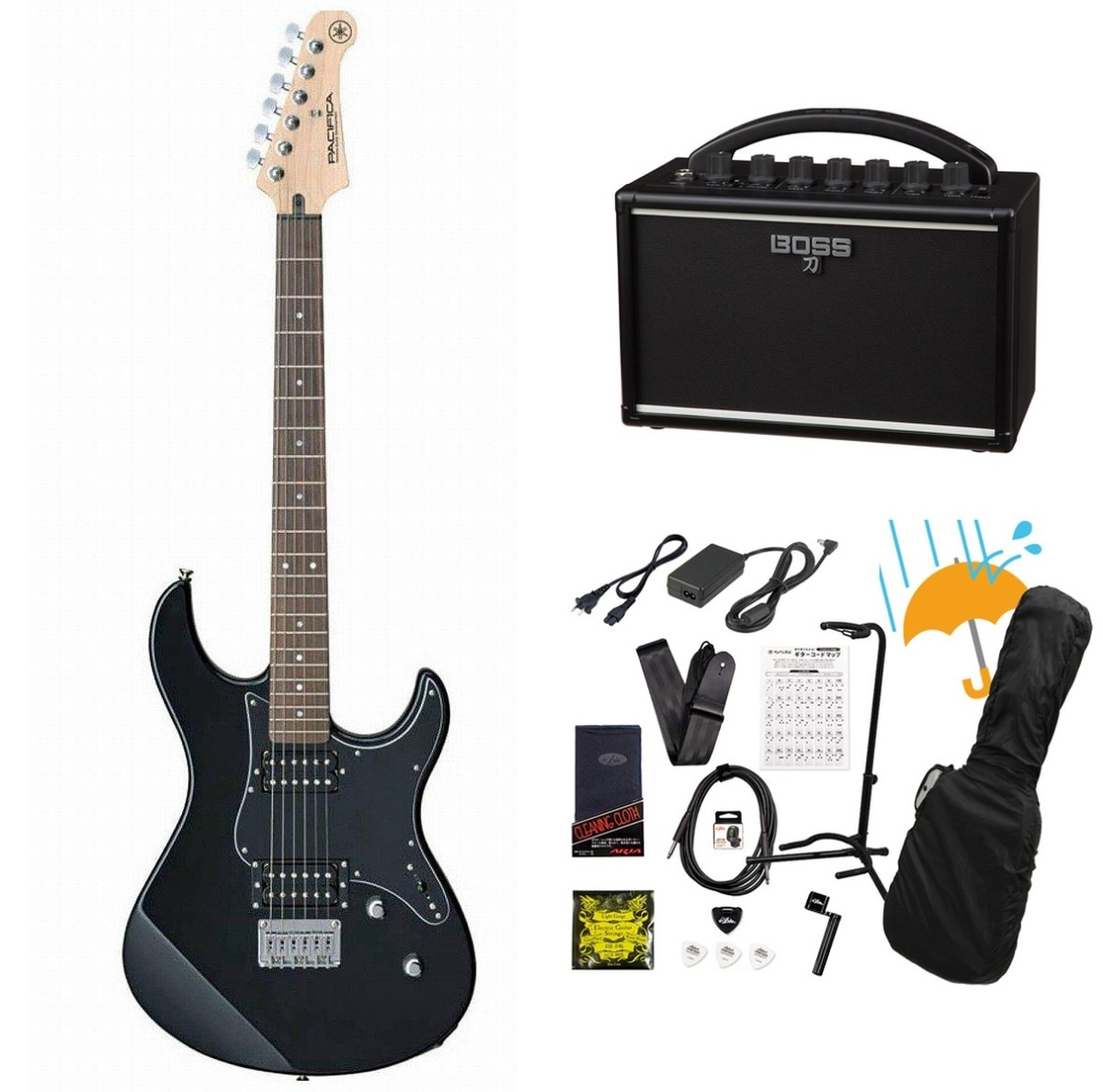 YAMAHA / Pacifica 120H BL （ブラック）  PAC120H PAC-120H 入門 初心者  BOSS KATANA MINI アンプ付き13点セット！