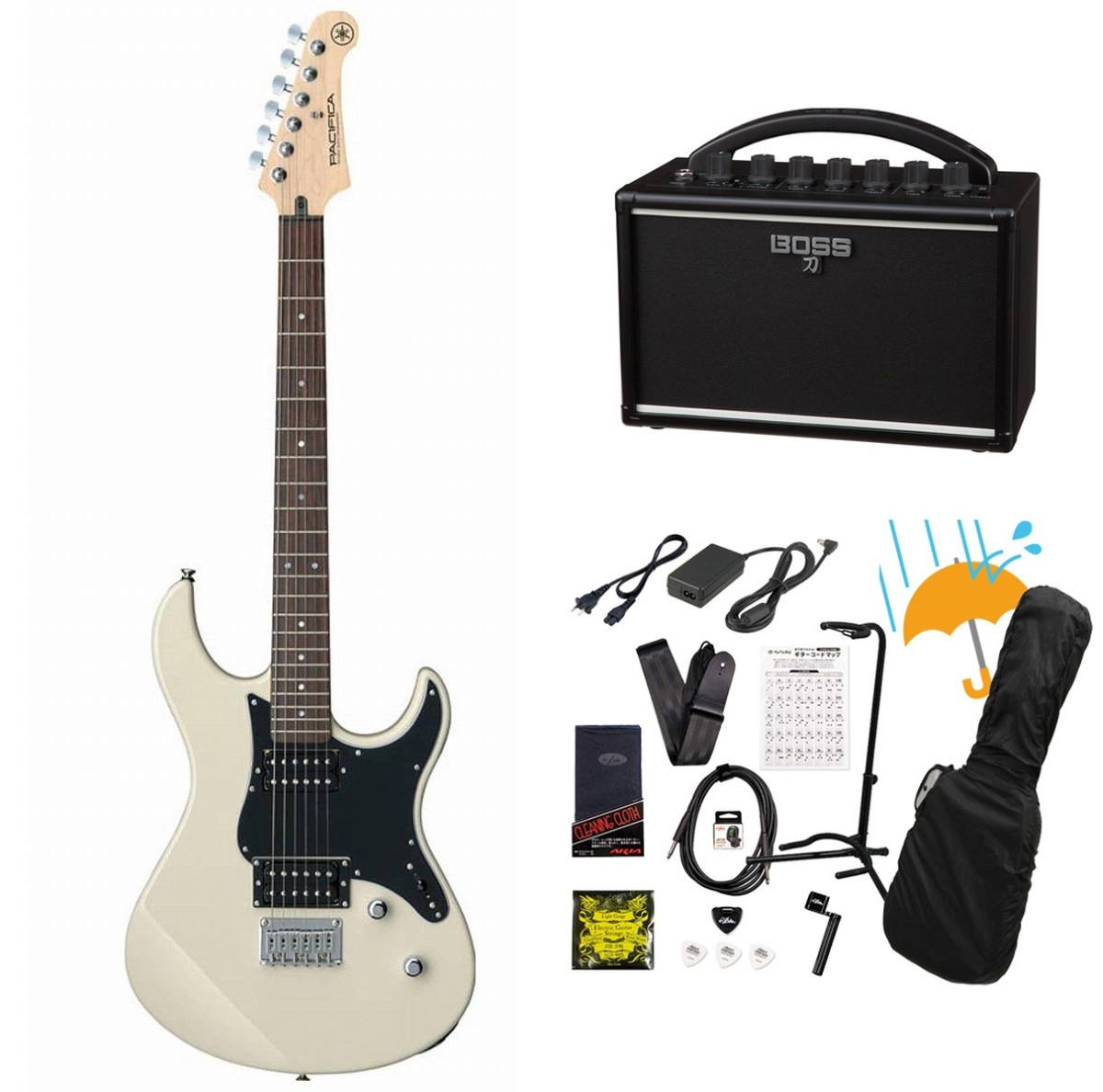 YAMAHA / Pacifica 120H VW （ヴィンテージホワイト）  PAC120H PAC-120H 入門 初心者  BOSS KATANA MINI アンプ付き13点セット！