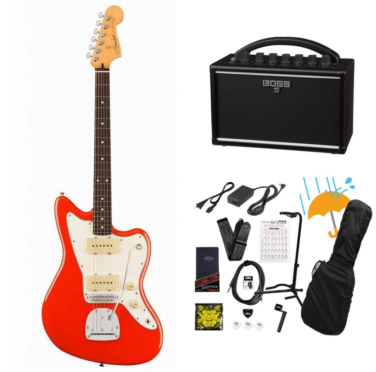 Fender / Player II Jazzmaster Rosewood FB Coral Red   BOSS KATANA MINI アンプ付き13点セット！