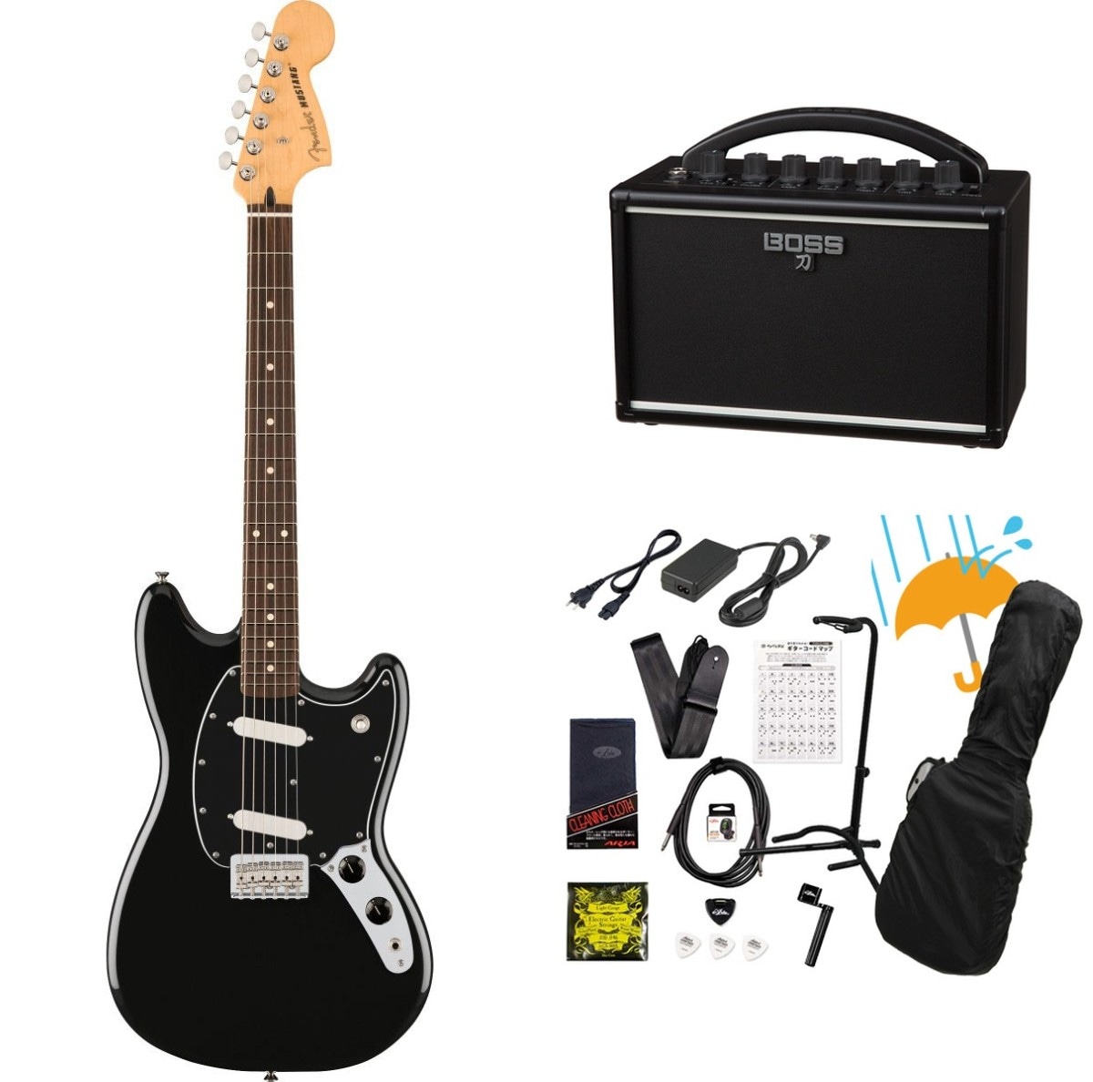 Fender / Player II Mustang Rosewood FB Black   BOSS KATANA MINI アンプ付き13点セット！