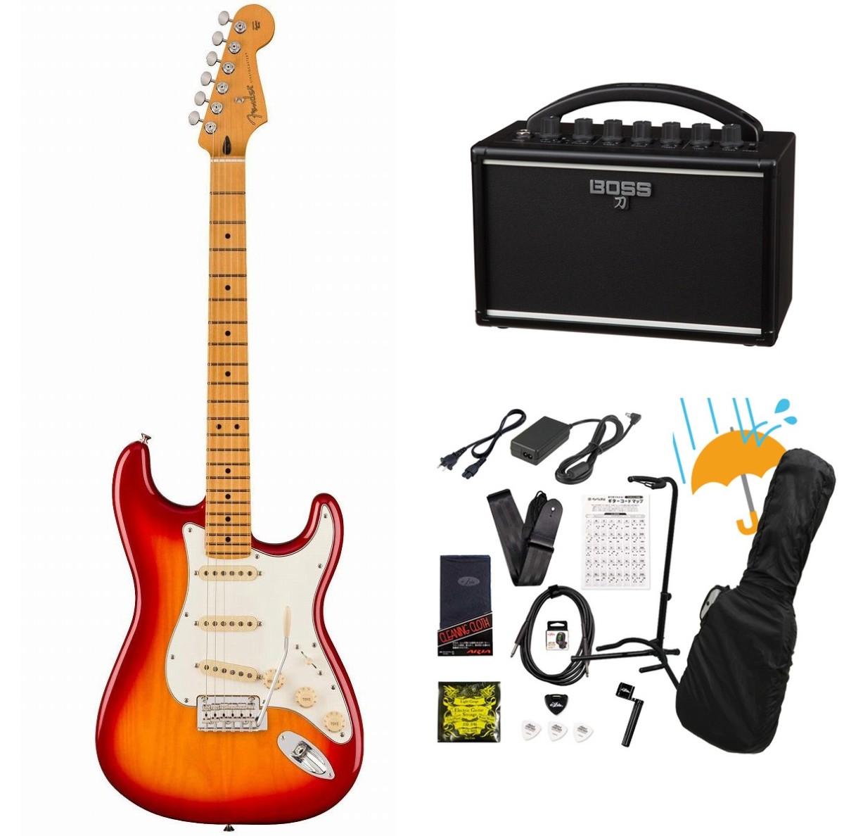 Fender / Player II Stratocaster Maple FB Aged Cherry Burst Chambered Ash  BOSS KATANA MINI アンプ付き13点セット！