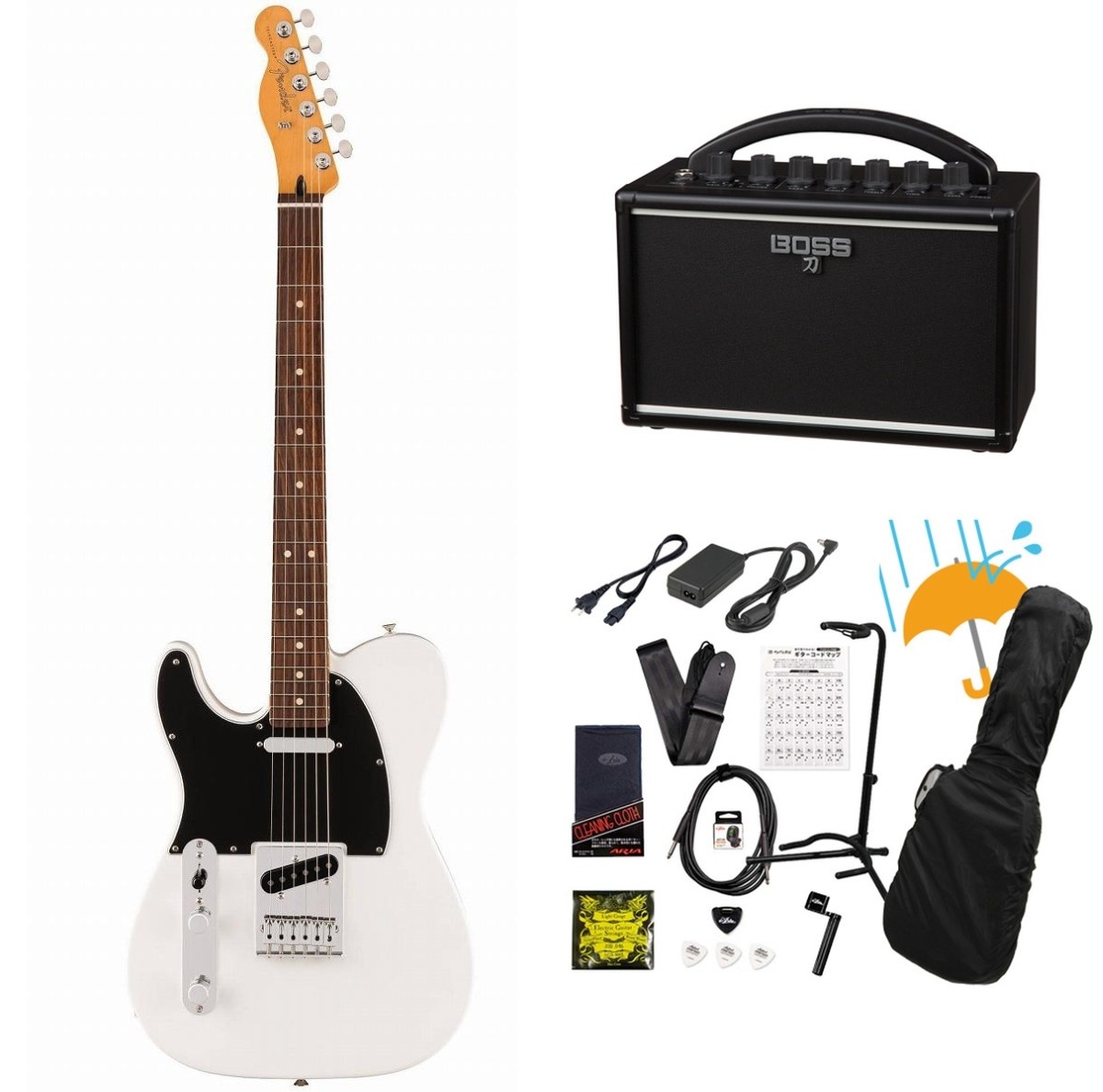 Fender / Player II Telecaster Rosewood FB Polar White  BOSS KATANA MINI アンプ付き13点セット！