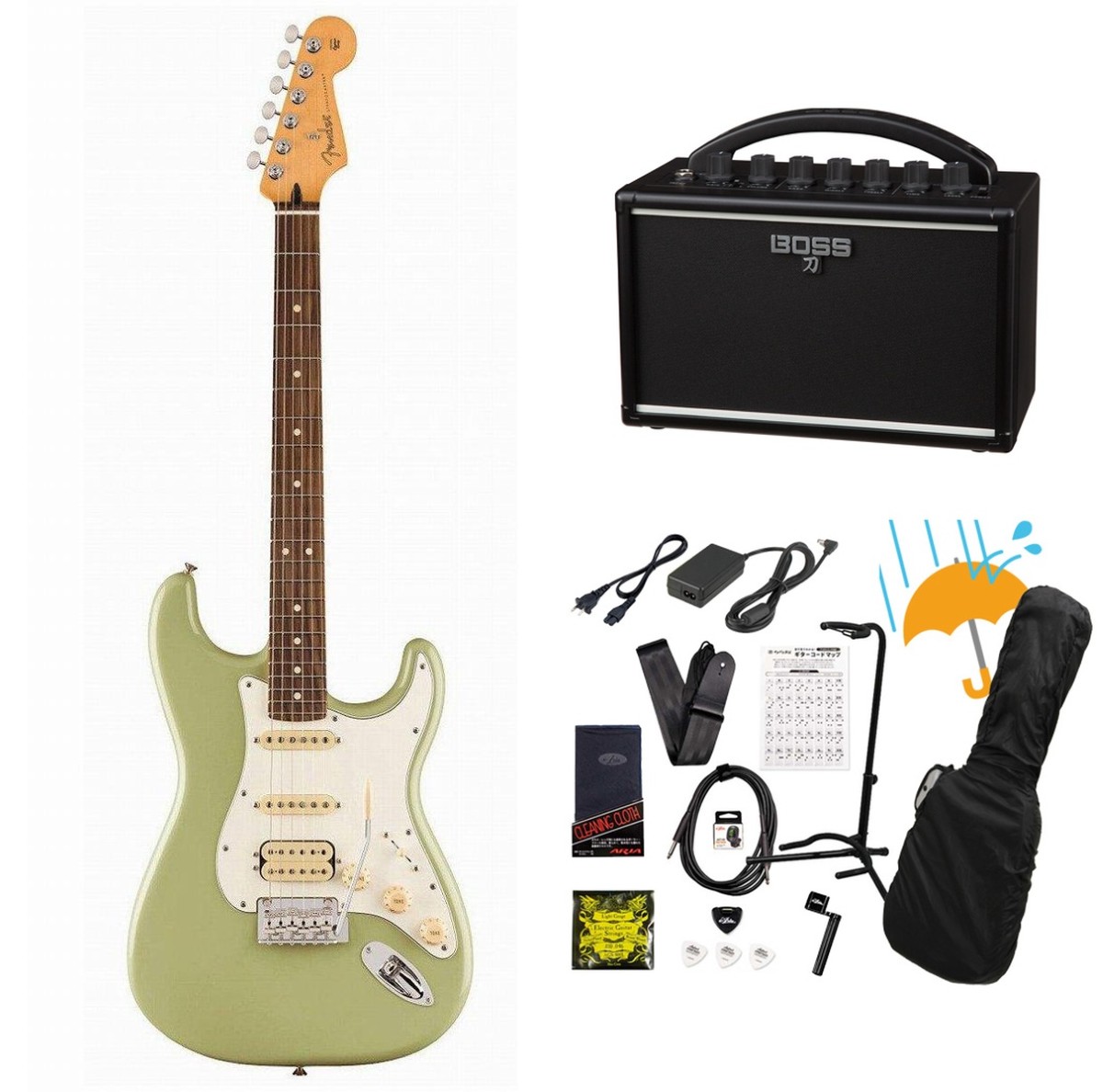 Fender / Player II Stratocaster HSS Rosewood FB Birch Green   BOSS KATANA MINI アンプ付き13点セット！