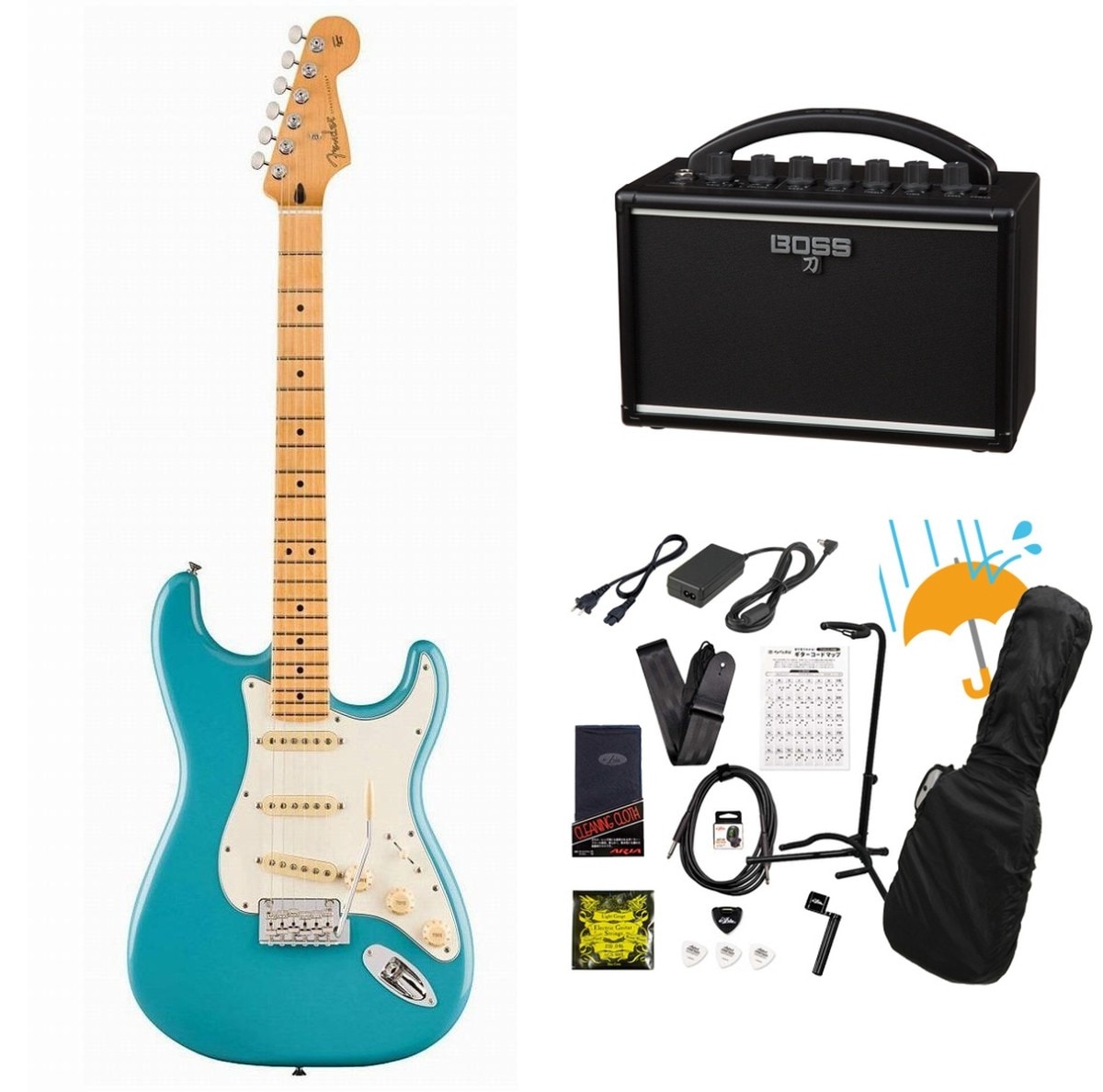 Fender / Player II Stratocaster Maple FB Aquatone Blue BOSS KATANA