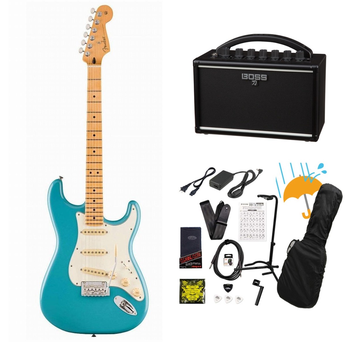 Fender / Player II Stratocaster Maple FB Aquatone Blue BOSS KATANA