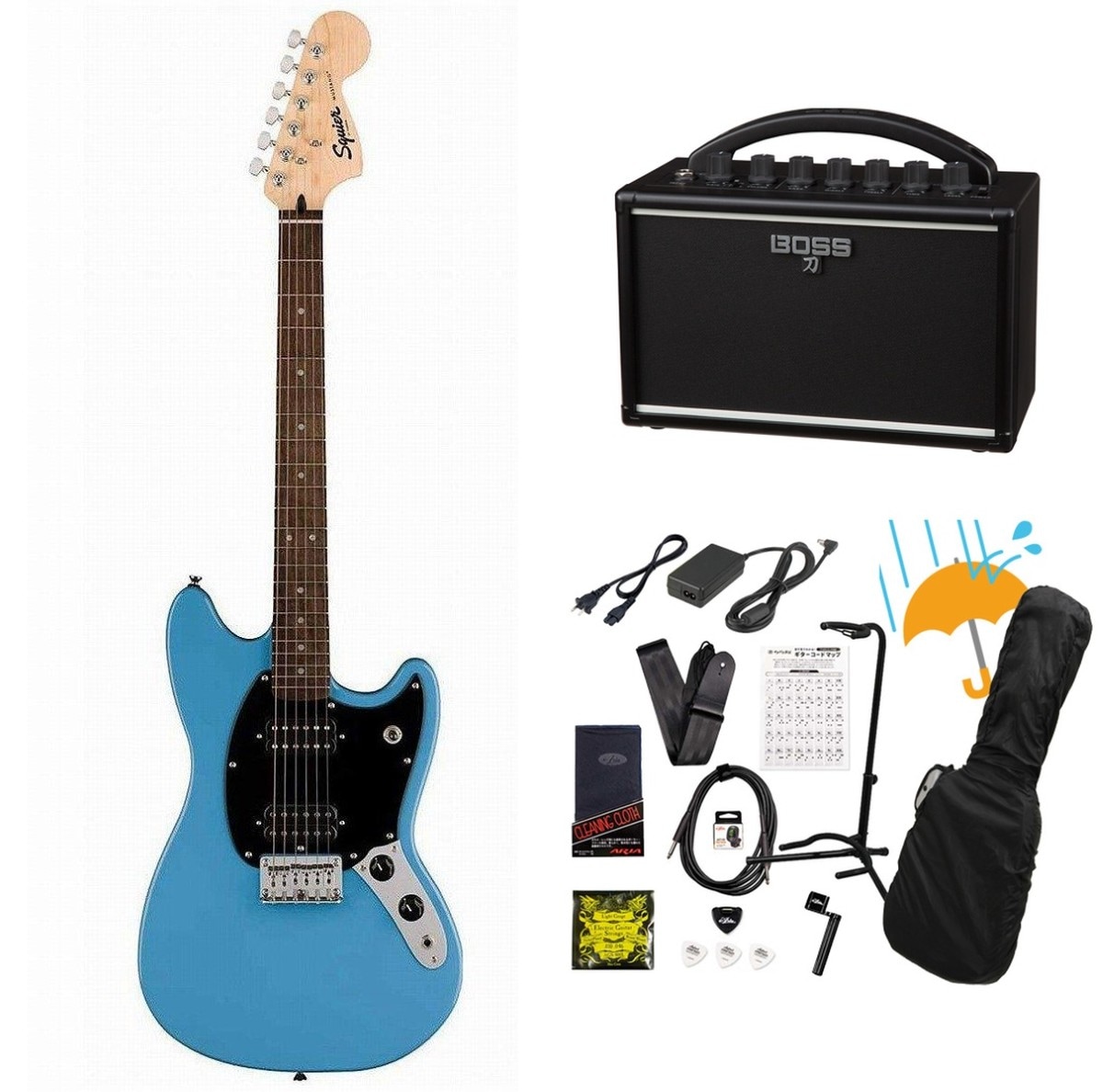 Squier by Fender / Sonic Mustang HH Laurel FB BK PG California