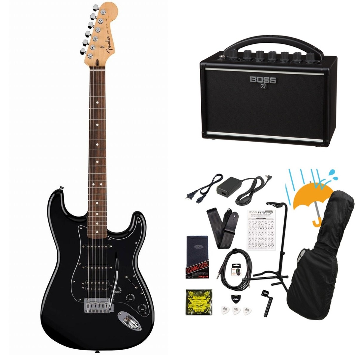 使用感ありの黒ベースギター！Fenderアンプとシールドもセット！ LEGEND LJB-Z ベース 初心者12点セット 【Fenderアンプ付】 ジャズべ