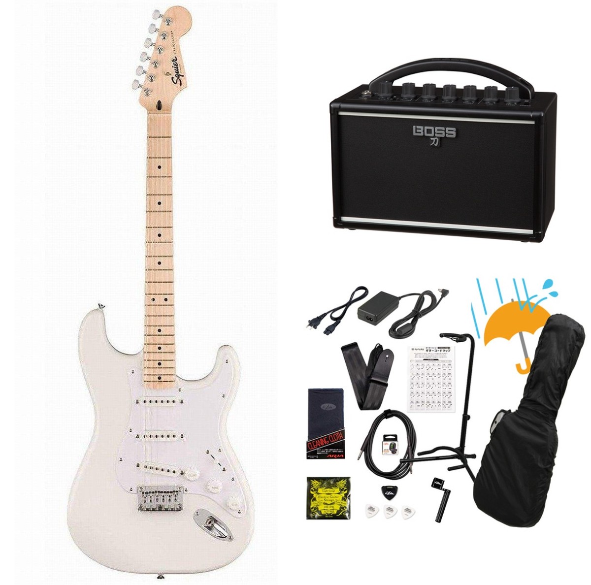 Squier by Fender / Sonic Stratocaster HT Maple FB WH PG Arctic 