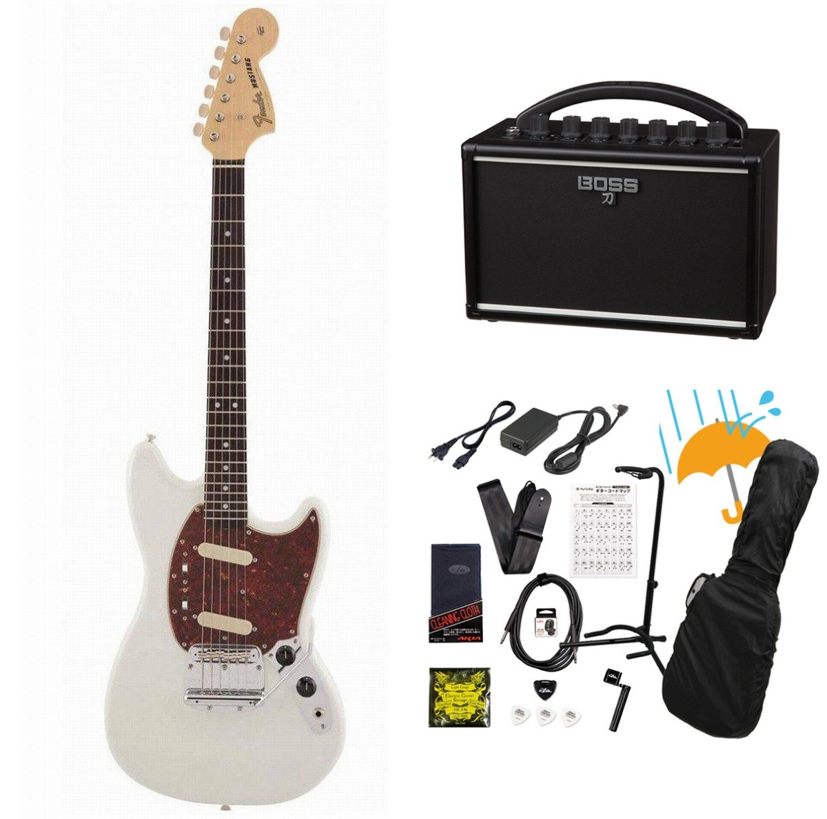 Fender / Made in Japan Traditional 60s Mustang Rosewood FB Olympic White  BOSS KATANA MINI アンプ付き13点セット！