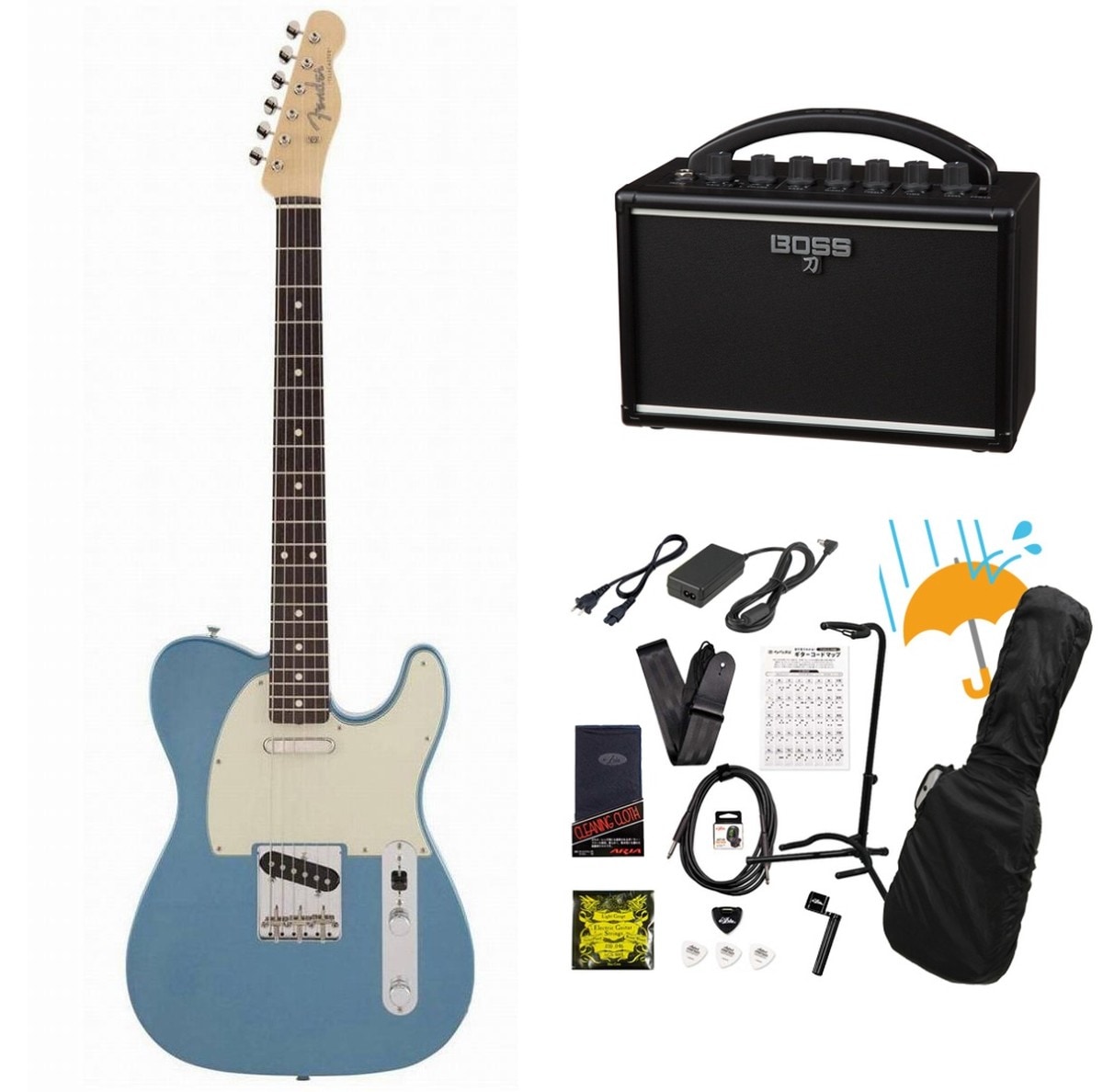Fender / Made in Japan Traditional 60s Telecaster Rosewood FB Lake Placid Blue   BOSS KATANA MINI アンプ付き13点セット！
