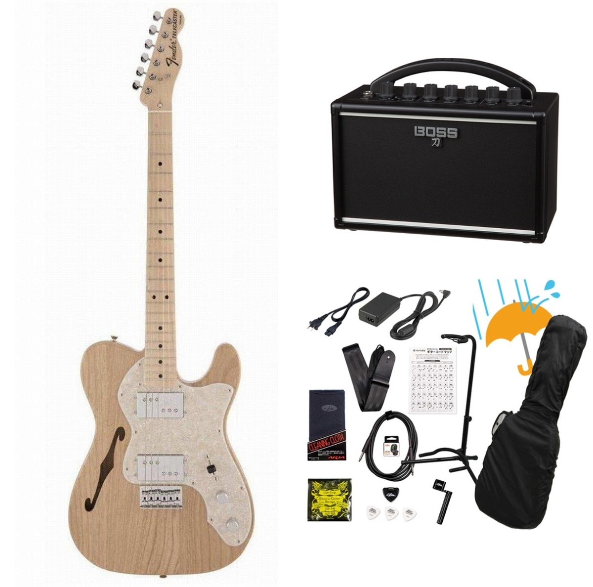 Fender / Made in Japan Traditional 70s Telecaster Thinline Natural   BOSS KATANA MINI アンプ付き13点セット！