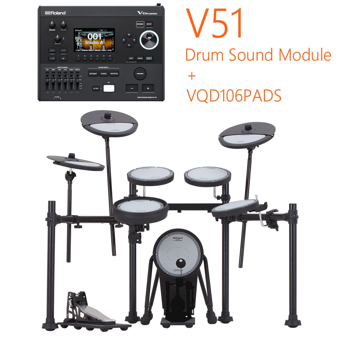Roland / VQD106PADS + V51音源モジュールセット V-Drums Quiet Design Kit