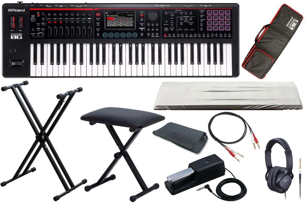 【にゃー 】Rolandキーボードスタンド Roland / FANTOM-06 X型キーボードスタンド＆ベンチ＆ケーブル＆ダスト