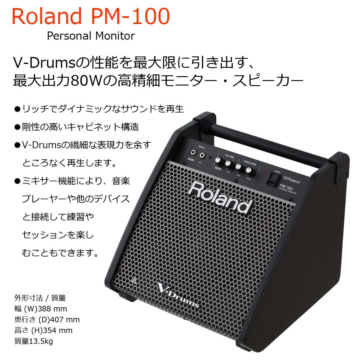 Roland / PM-100 電子ドラム用モニタースピーカー 純正ケーブルセット