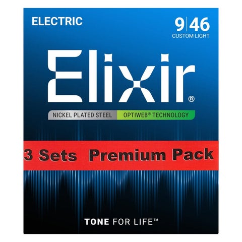 Elixir / 19027-3P Custom Light ELECTRIC NICKEL PLATED STEEL WITH OPTIWEB COATING エリクサー 弦 オプティウェブ 【福岡店】