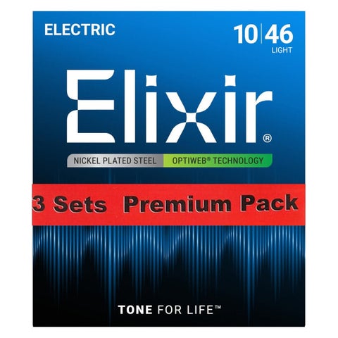 Elixir / 19052-3P Light ELECTRIC NICKEL PLATED STEEL WITH OPTIWEB COATING エリクサー 弦 オプティウェブ 【福岡店】