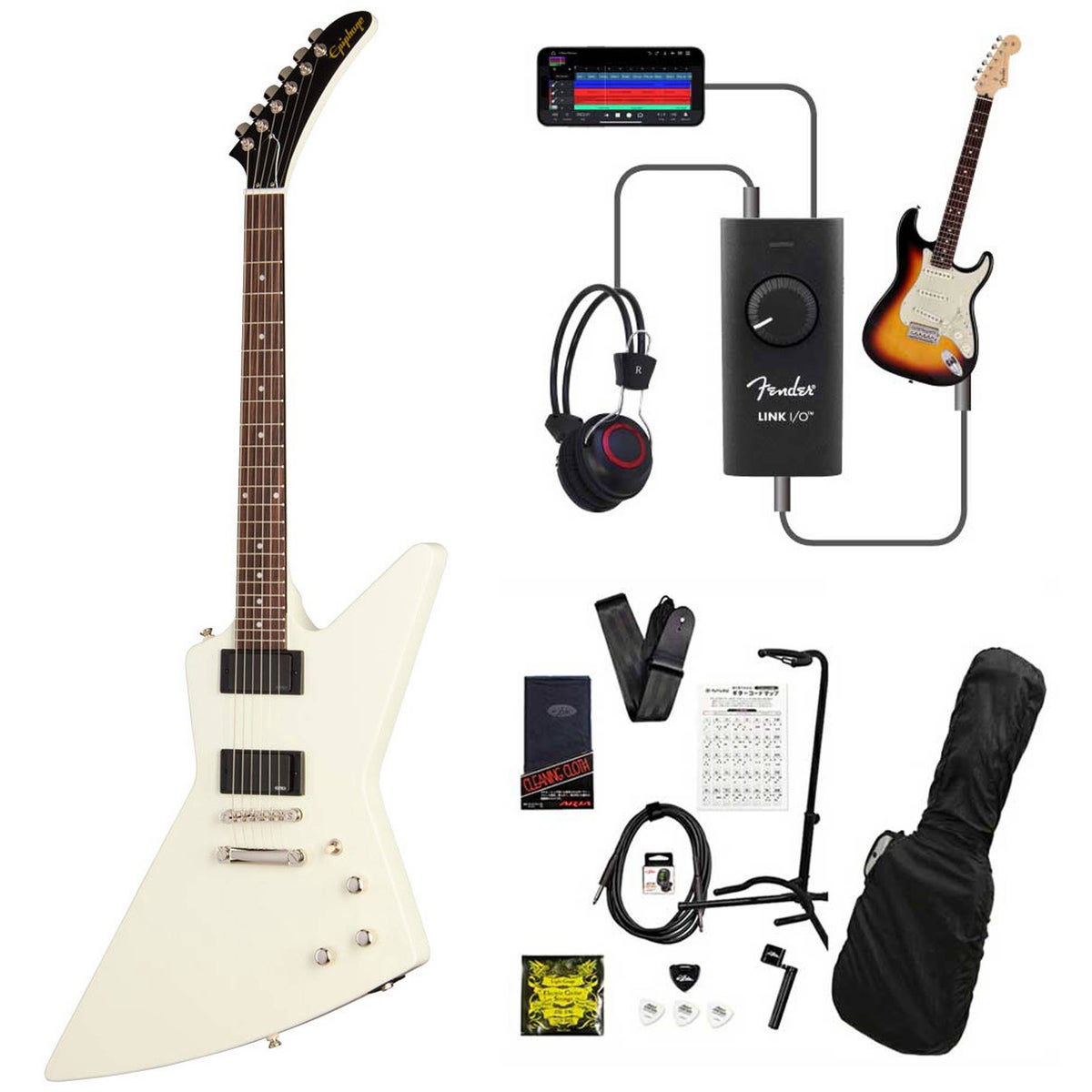 【週末値引き中】Epiphone エクスプローラー 付属品多数 Epiphone / Inspired by Gibson Explorer 80s EMG Classic White