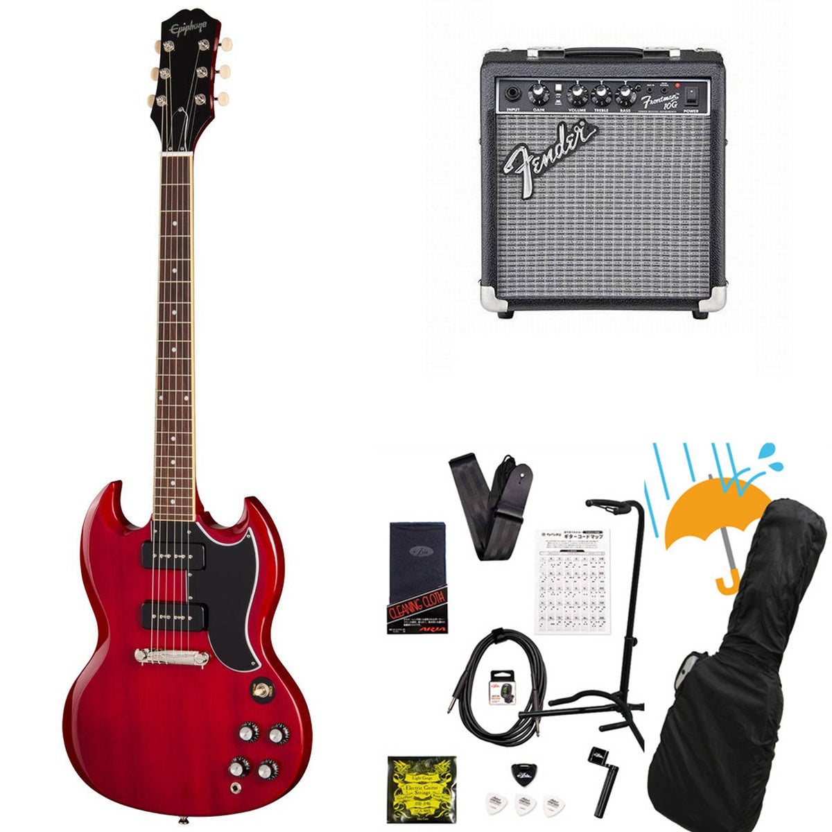 ★美品★ Epiphone SG エレキギター VOX V9106 アンプ　セット Amazon | エレキギター 初心者セット SG タイプ VOXアンプ付15点セット