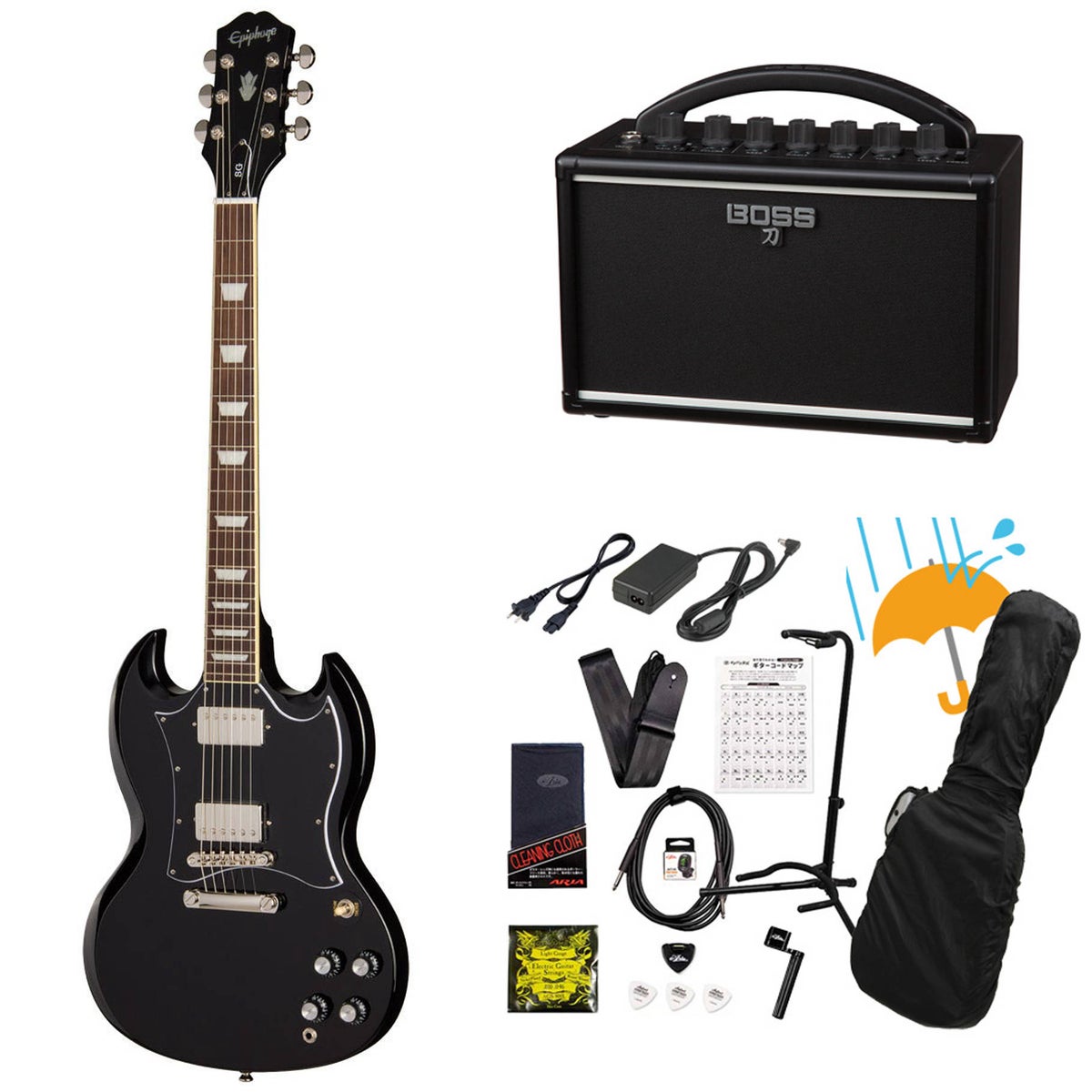 エピフォン ミニアンプ エフェクター その他付属 Epiphone / Inspired by Gibson SG Standard Ebony エピフォン KATANA