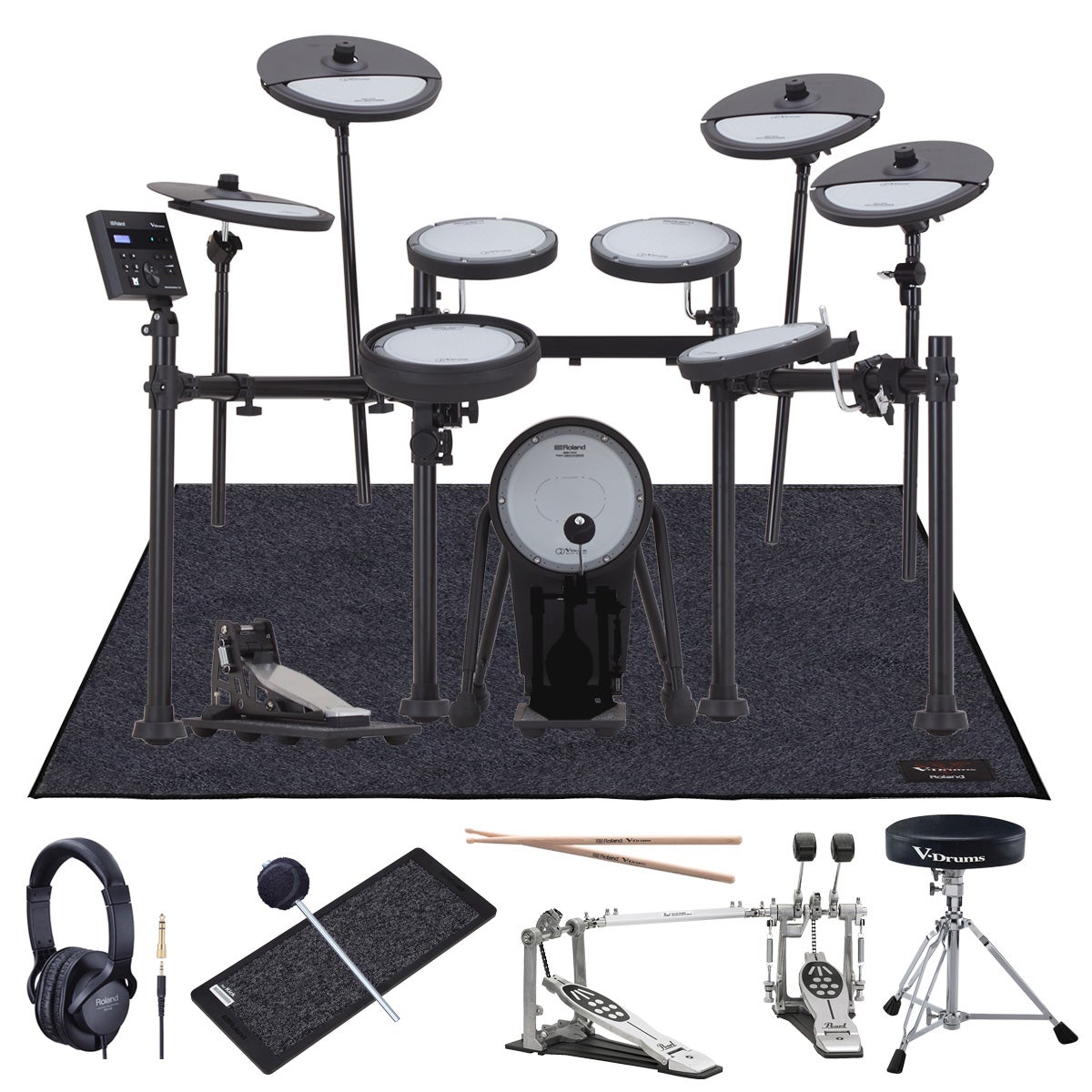 Roland / VQD106 3シンバル拡張キット PEARLツインペダルと純正イスを