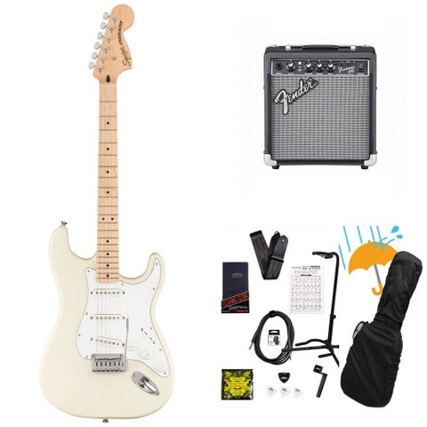 Squier by Fender / Affinity Series Stratocaster Maple Fingerboard White Pickguard Olympic White Fender 10Wアンプ付属エレキギター初心者セットR
