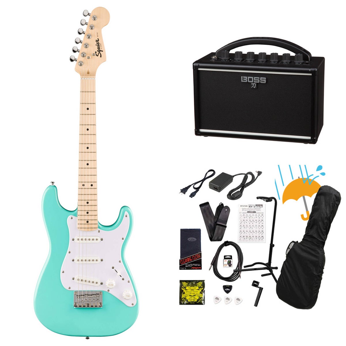 Squier by Fender / Mini Stratocaster Maple Fingerboard White