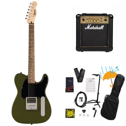Squier by Fender / Squier Sonic Esquire H Laurel Fingerboard Black Pickguard Olive Marshall MG10アンプ付属エレキギター初心者セットR