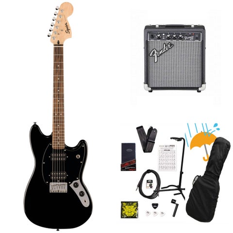 Squier by Fender / Squier Sonic Mustang HH Laurel Fingerboard Black Pickguard Black Fender 10Wアンプ付属エレキギター初心者セットR