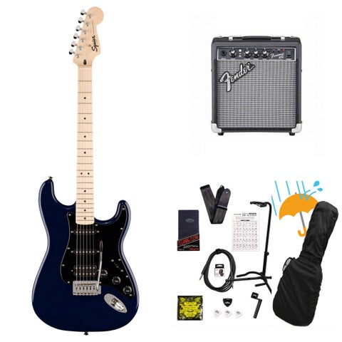 Squier by Fender / Squier Sonic Stratocaster HSS Maple Fingerboard Black Pickguard Midnight Blue Fender 10Wアンプ付属エレキギター初心者セットR
