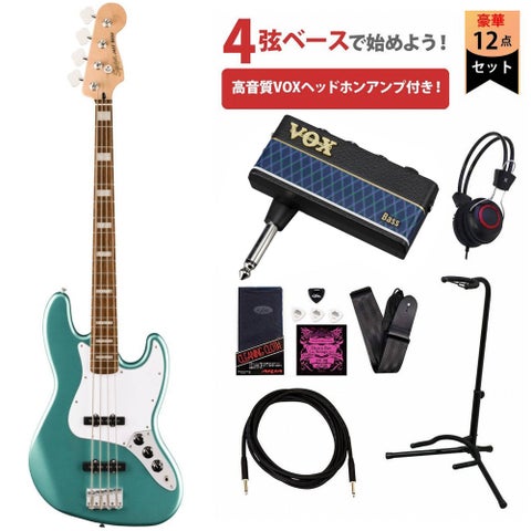 Squier by Fender / Affinity Active Jazz Bass Laurel FB White PG Mystic Sea Foam Green VOXヘッドホンアンプ(Amplug Bass 3)付属エレキベース初心者セットR