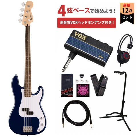 Squier by Fender / Sonic Precision Bass Laurel FB White PG Midnight Blue VOXヘッドホンアンプ(Amplug Bass 3)付属エレキベース初心者セットR