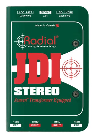 《在庫有り》Radial / JDI Stereo Premium Stereo Passive DI Jensenトランス搭載パッシブDI 2ch 2チャンネル ダイレクトボックス ラディアル 【国内正規代理店商品】