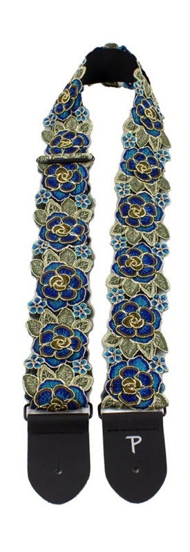 Perri's / FLGS-7680 Blue and Gold Lace Ribbon 3D Style Floral