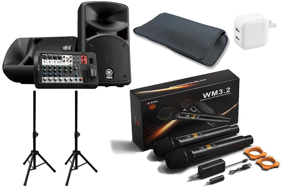 YAMAHA / STAGEPAS 400BT ワイヤレスマイク2本＆スピーカースタンド2本