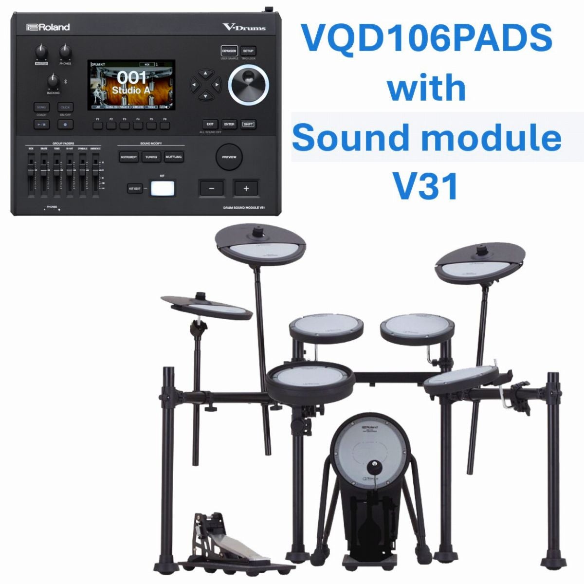 Roland / VQD106PADS + V31音源モジュールセット V-Drums Quiet Design