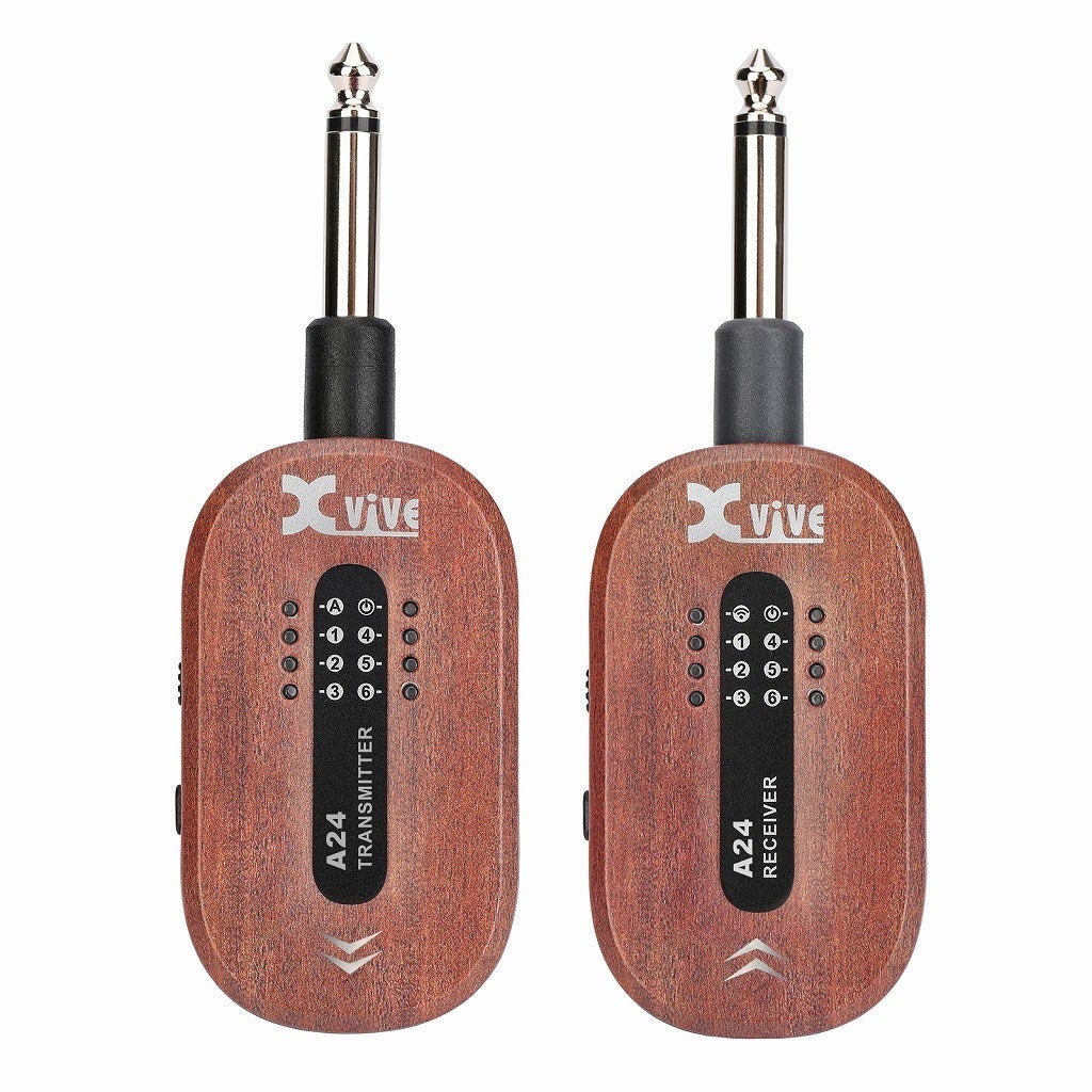 ￼最終マリンライダーaux入力端子付アンプ内蔵ギター￼Tアーム付Mスケール整備済 Xvive / A24 Guitar Wireless System Mahogany XV-A24 #MH 専用