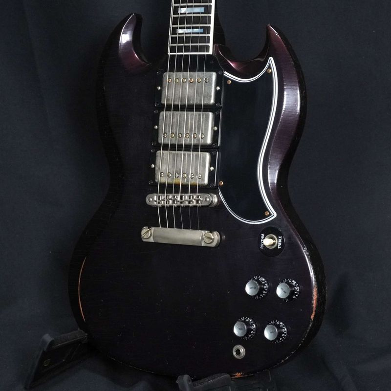 GIBSON CUSTOM / Hand Picked Murphy Lab 1963 SG Custom 3Pickups Light Aged Black-Red Shift 【御茶ノ水本店FINEST GUITARS】